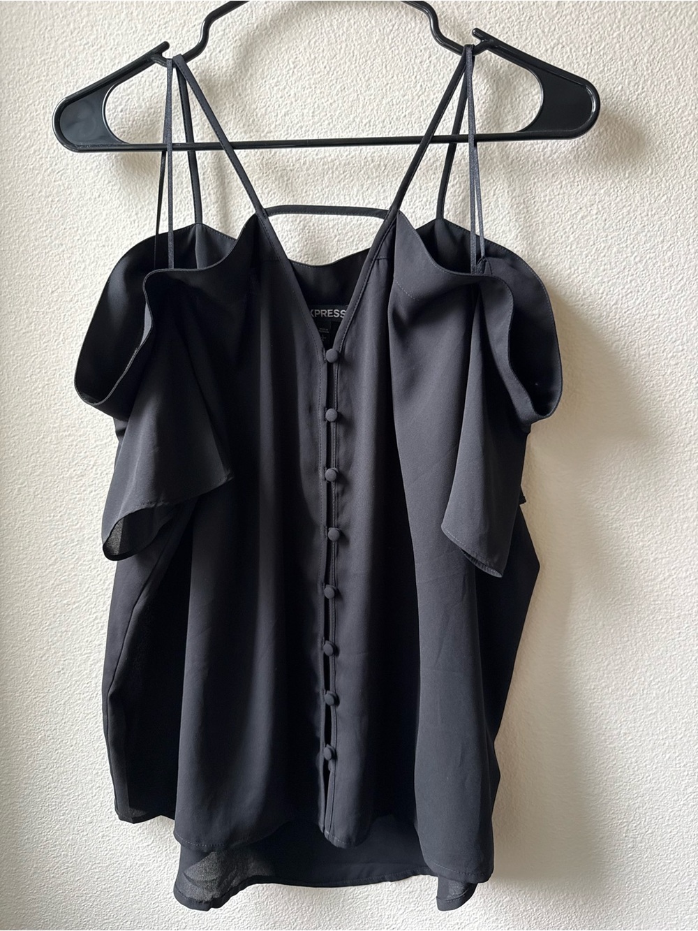 Express Black Cold-Shoulder Button-Front Camisole